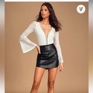 White mesh long sleeve bodysuit